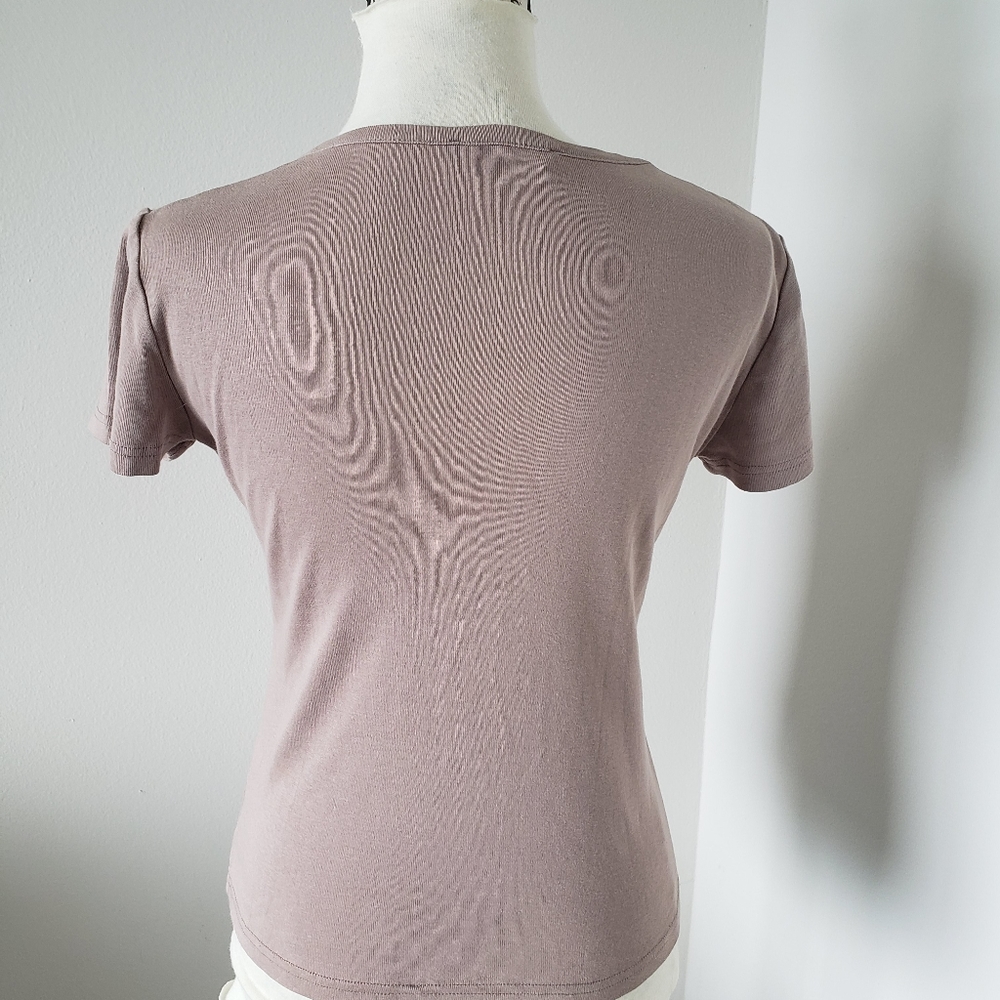 💐 cote anglaise tee size small beige/camel 100% cotton 💐 - Picture 3 of 4